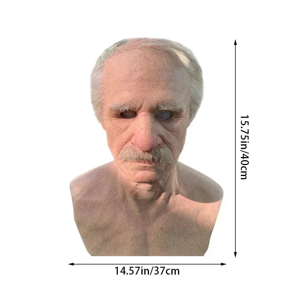 Old Man Halloween Mask, Realistic Latex Costume Mask for Adults, view 5