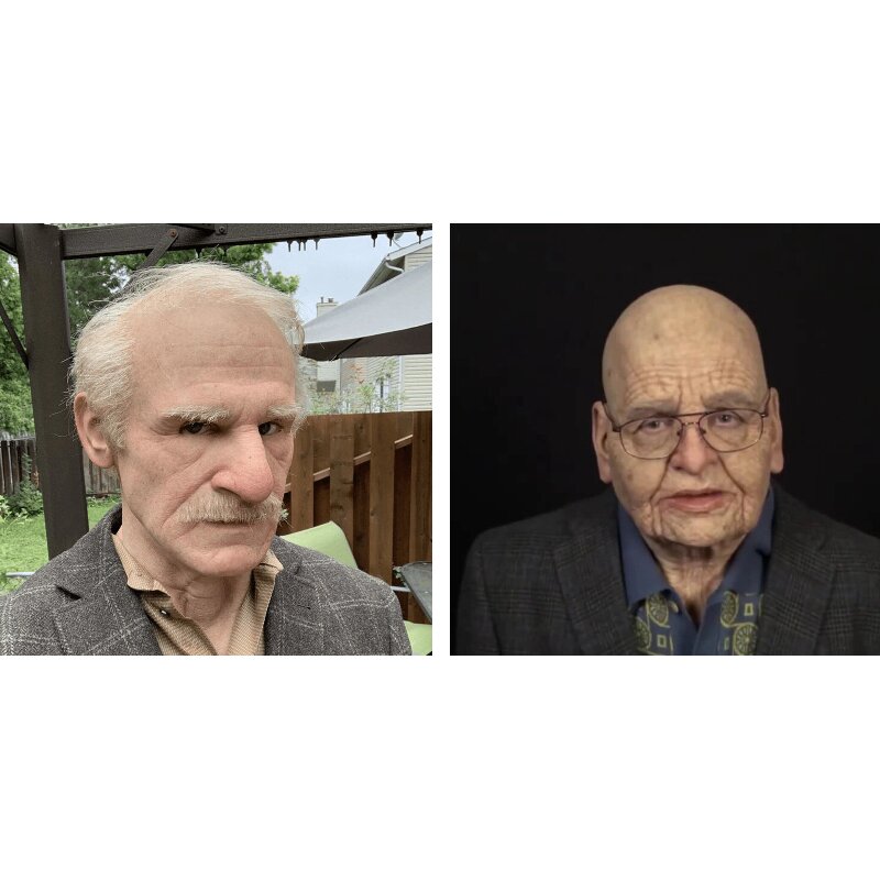 Old Man Halloween Mask, Realistic Latex Costume Mask for Adults, view 6