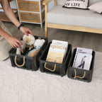 Open Storage Basket with Natural Fiber and Raffia Covering | High & Bury