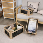 Open Storage Basket with Natural Fiber and Raffia Covering | High & Bury