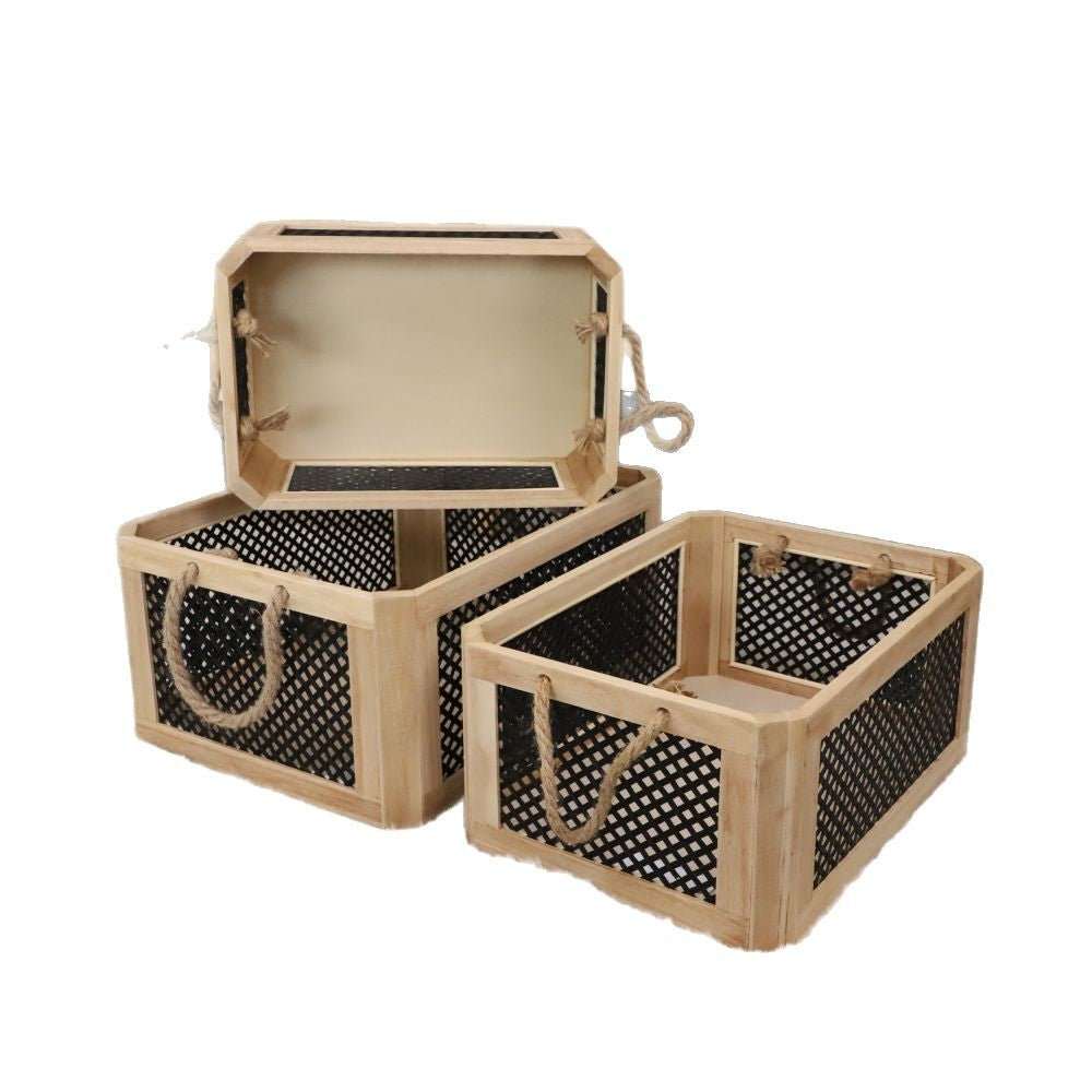 Open Storage Basket with Natural Fiber and Raffia Covering | High & Bury