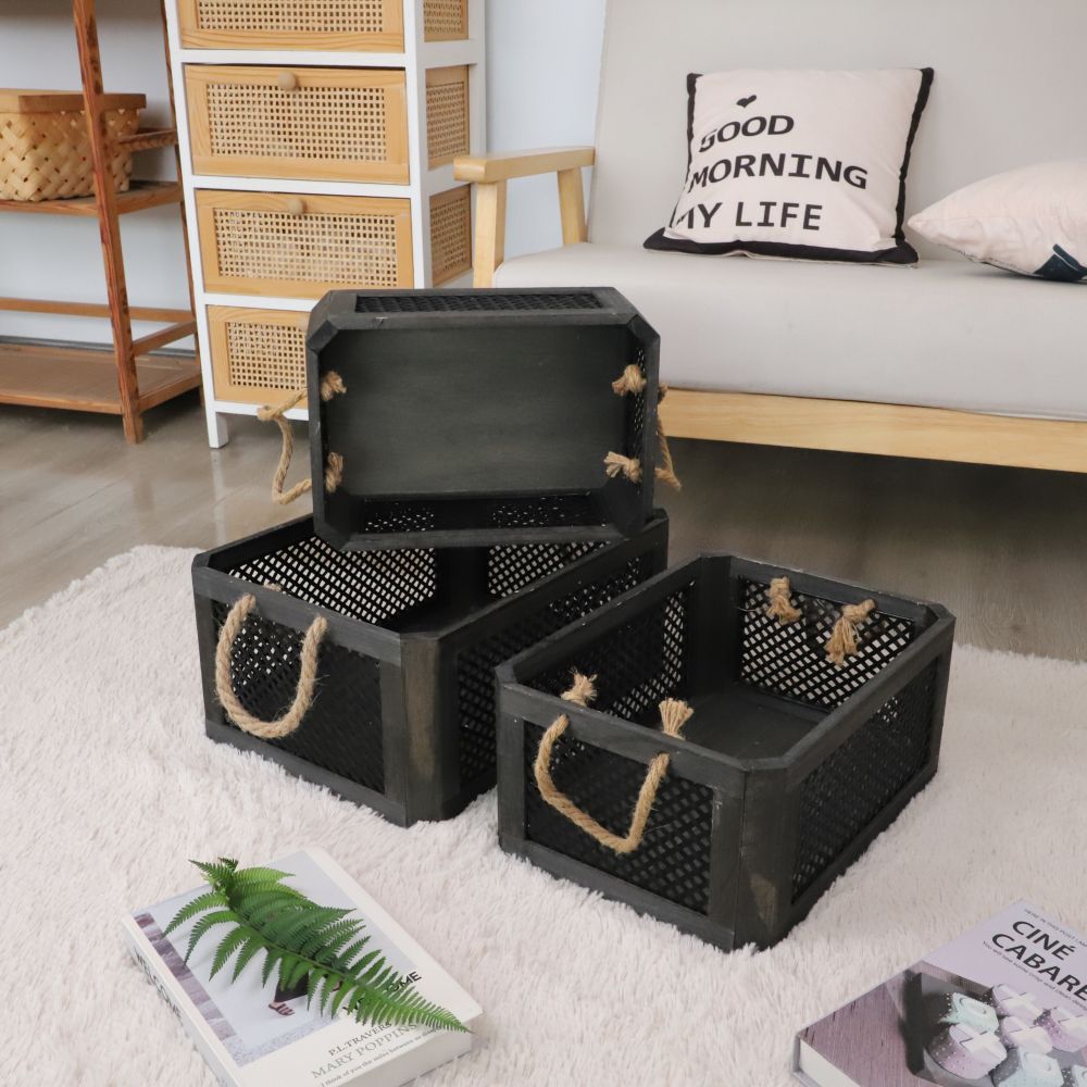 Open Storage Basket with Natural Fiber and Raffia Covering | High & Bury