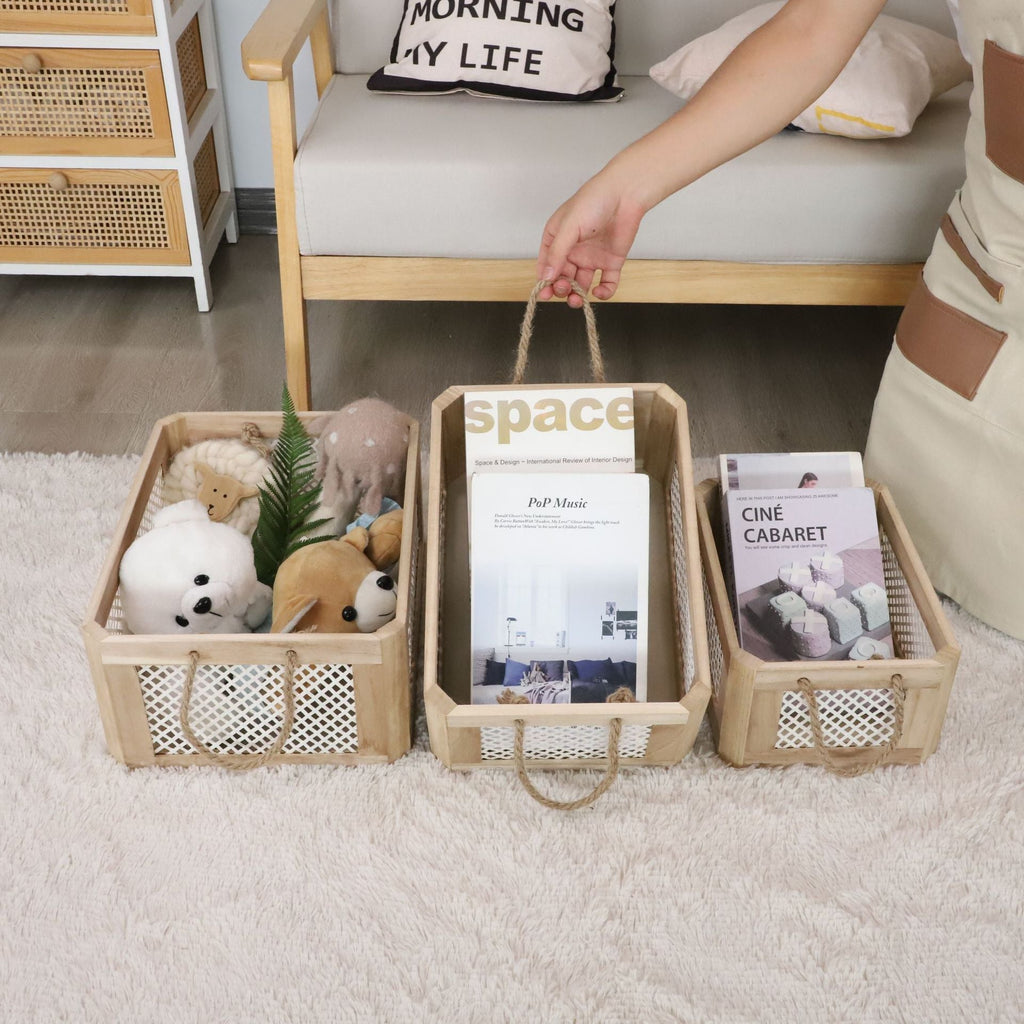 Open Storage Basket with Natural Fiber and Raffia Covering | High & Bury