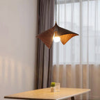Organic Curved Wood-Look Resin Pendant Light with Draped Petal Shade | High & Bury