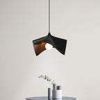 Organic Curved Wood-Look Resin Pendant Light with Draped Petal Shade | High & Bury