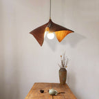 Organic Curved Wood-Look Resin Pendant Light with Draped Petal Shade | High & Bury