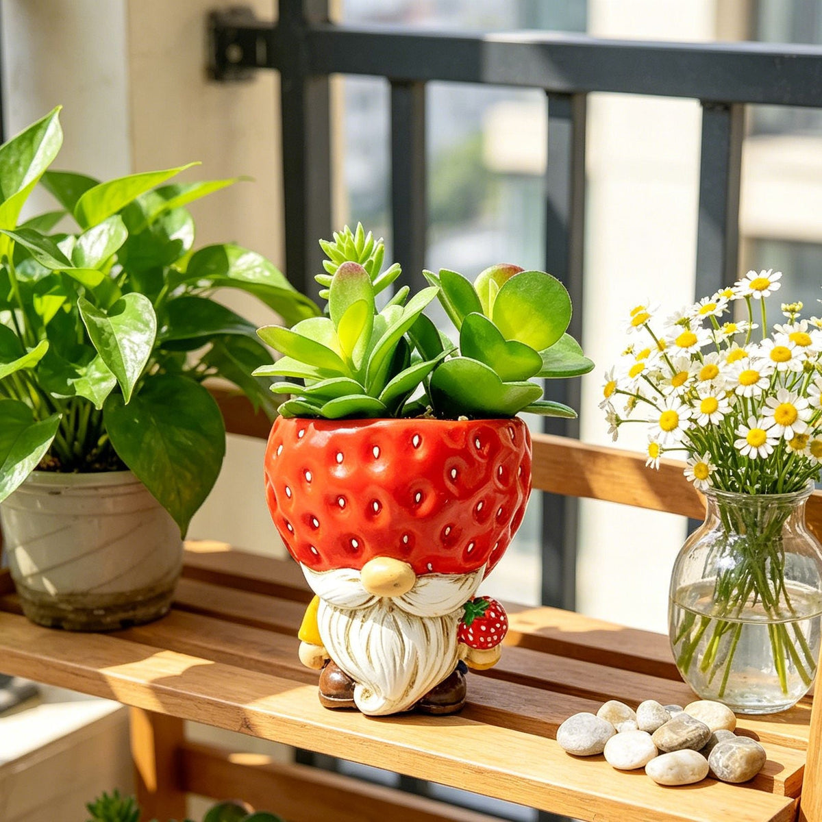 Original Flower Pot Figure with Gnome Motif | High & Bury