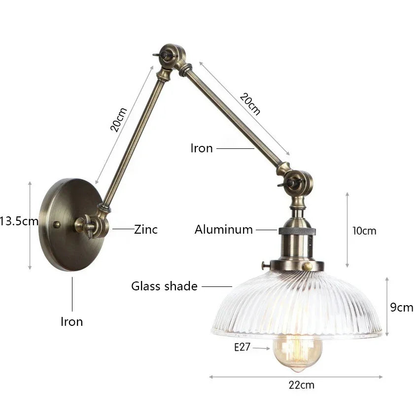Orlunda Glass Adjustable Wall Lamp