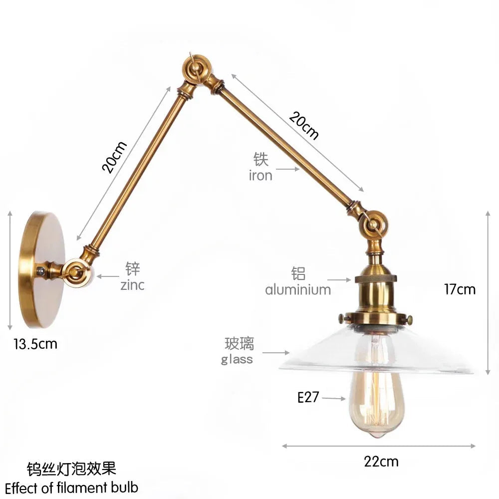 Orlunda Glass Adjustable Wall Lamp