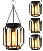Outdoor Solar Hanging Lights in Metal Cage with Warm LED Candle Light | High & Bury
