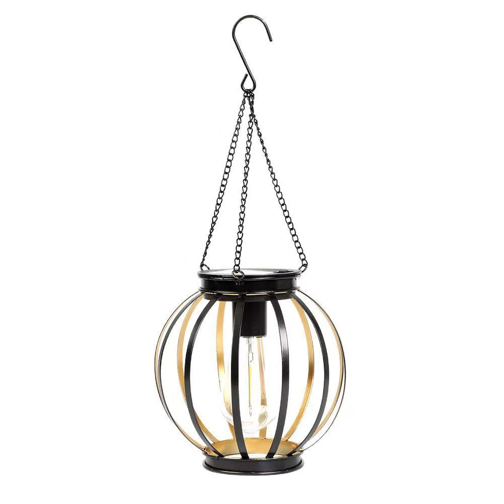 Outdoor Solar Hanging Lights in Metal Cage with Warm LED Candle Light | High & Bury