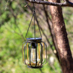 Outdoor Solar Hanging Lights in Metal Cage with Warm LED Candle Light | High & Bury
