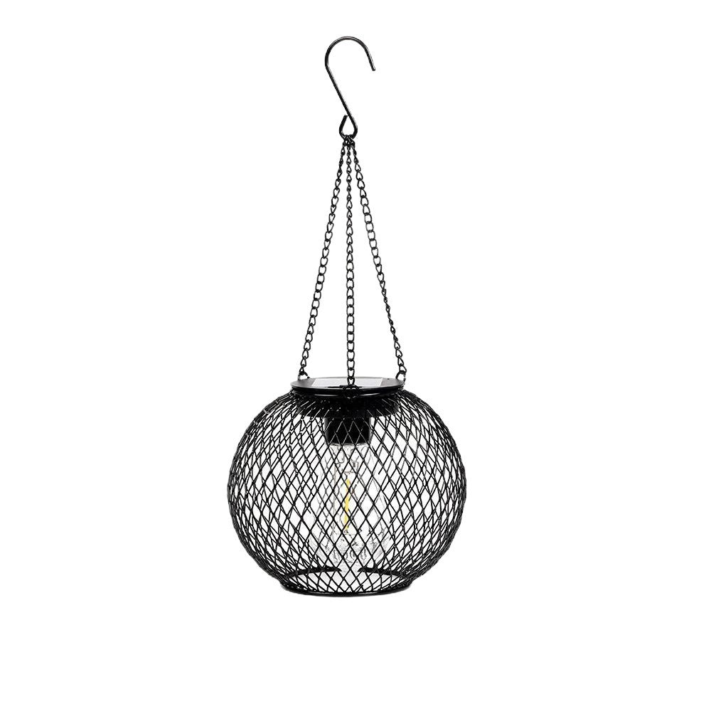 Outdoor Solar Hanging Lights in Metal Cage with Warm LED Candle Light | High & Bury