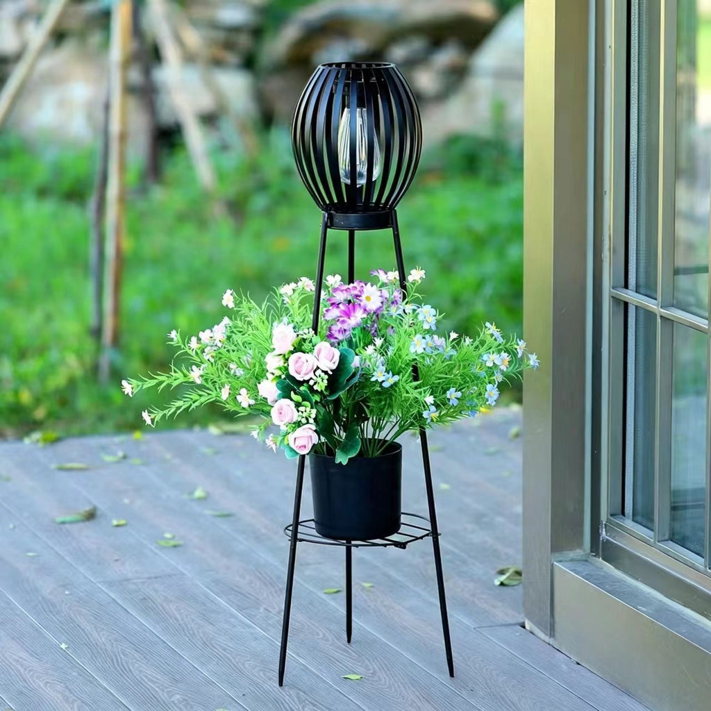 Outdoor Solar Hanging Lights in Metal Cage with Warm LED Candle Light | High & Bury