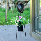 Outdoor Solar Hanging Lights in Metal Cage with Warm LED Candle Light | High & Bury
