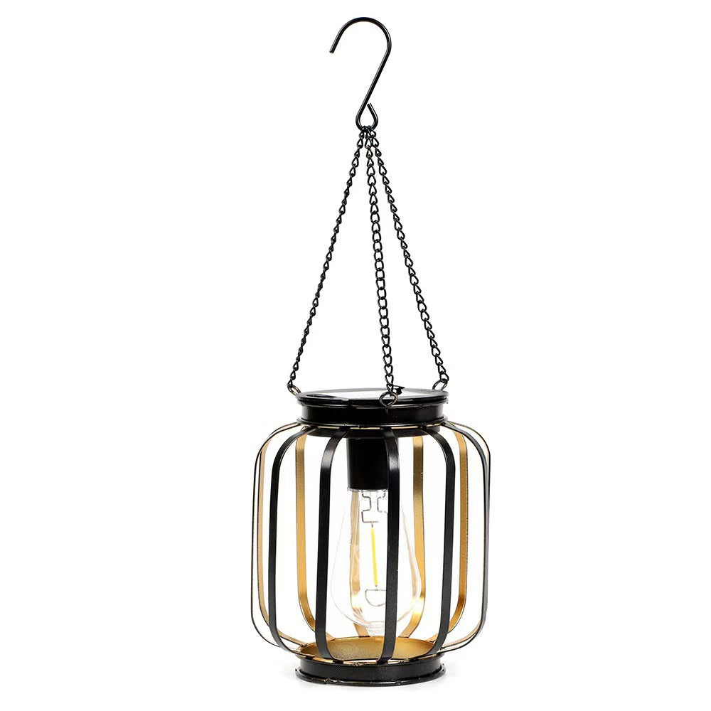 Outdoor Solar Hanging Lights in Metal Cage with Warm LED Candle Light | High & Bury