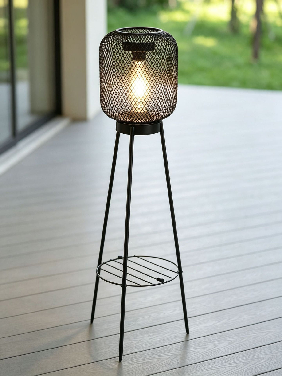 Outdoor Solar Hanging Lights in Metal Cage with Warm LED Candle Light | High & Bury