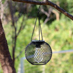 Outdoor Solar Hanging Lights in Metal Cage with Warm LED Candle Light | High & Bury