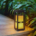 Outdoor Solar Lantern Path Light with Decorative Frosted Glass Panels | High & Bury