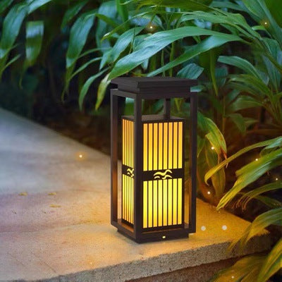 Outdoor Solar Lantern Path Light with Decorative Frosted Glass Panels | High & Bury