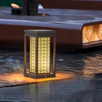 Outdoor Solar Lantern Path Light with Decorative Frosted Glass Panels | High & Bury