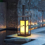 Outdoor Solar Lantern Path Light with Decorative Frosted Glass Panels | High & Bury