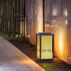 Outdoor Solar Lantern Path Light with Decorative Frosted Glass Panels | High & Bury