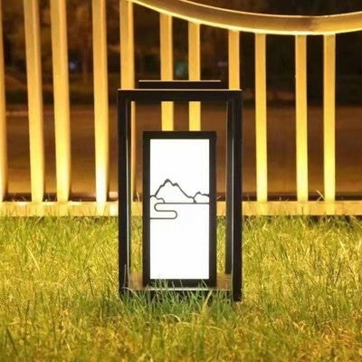 Outdoor Solar Lantern Path Light with Decorative Frosted Glass Panels | High & Bury
