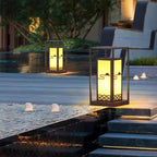Outdoor Solar Lantern Path Light with Decorative Frosted Glass Panels | High & Bury
