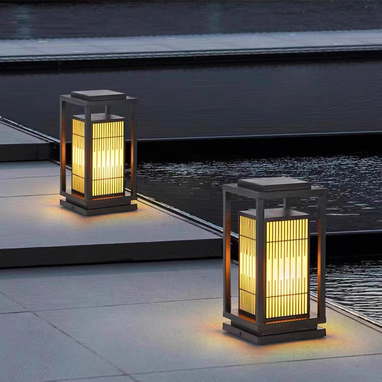 Outdoor Solar Lantern Path Light with Decorative Frosted Glass Panels | High & Bury