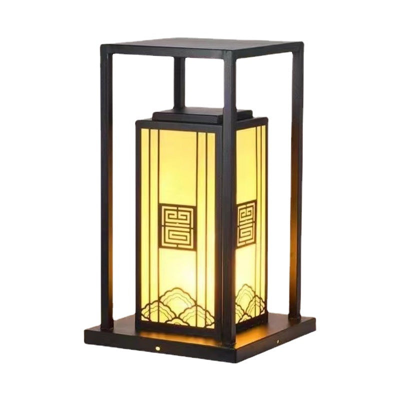 Outdoor Solar Lantern Path Light with Decorative Frosted Glass Panels | High & Bury
