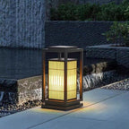 Outdoor Solar Lantern Path Light with Decorative Frosted Glass Panels | High & Bury