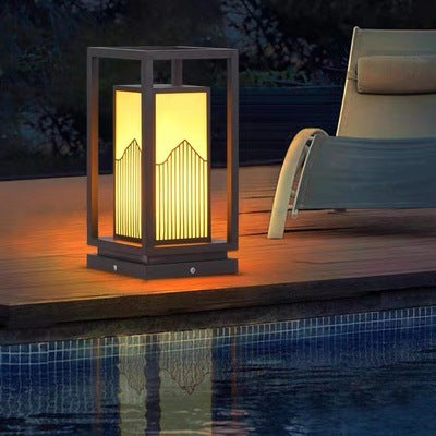 Outdoor Solar Lantern Path Light with Decorative Frosted Glass Panels | High & Bury