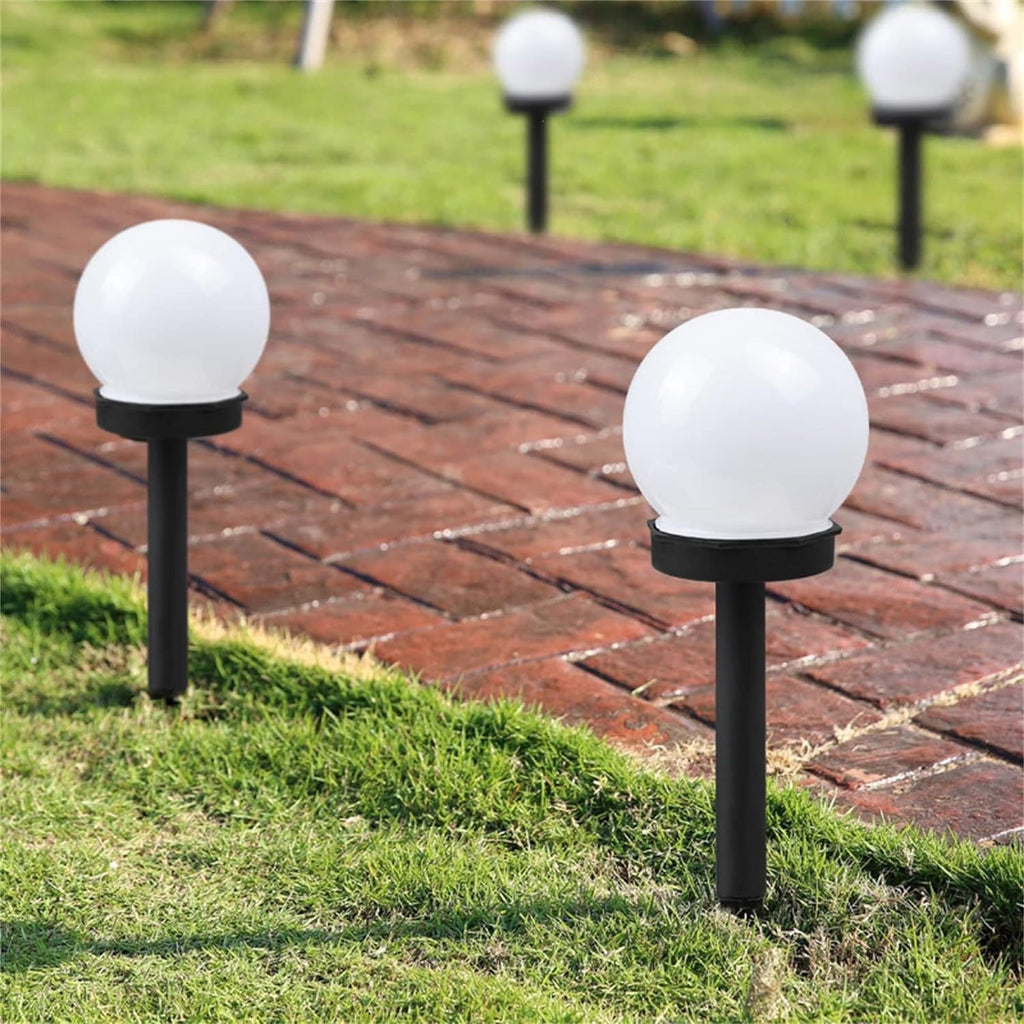 Outdoor Solar-Powered Frosted Globe Garden Stake Lights | High & Bury