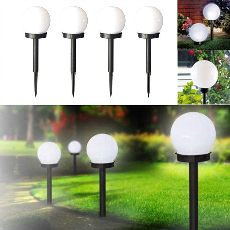 Outdoor Solar-Powered Frosted Globe Garden Stake Lights | High & Bury