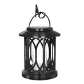 Outdoor Solar-Powered Metal Hanging Light with Decorative Grid and Flickering LED Candle | High & Bury