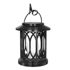 Outdoor Solar-Powered Metal Hanging Light with Decorative Grid and Flickering LED Candle | High & Bury
