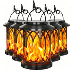 Outdoor Solar-Powered Metal Hanging Light with Decorative Grid and Flickering LED Candle | High & Bury