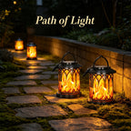 Outdoor Solar-Powered Metal Hanging Light with Decorative Grid and Flickering LED Candle | High & Bury