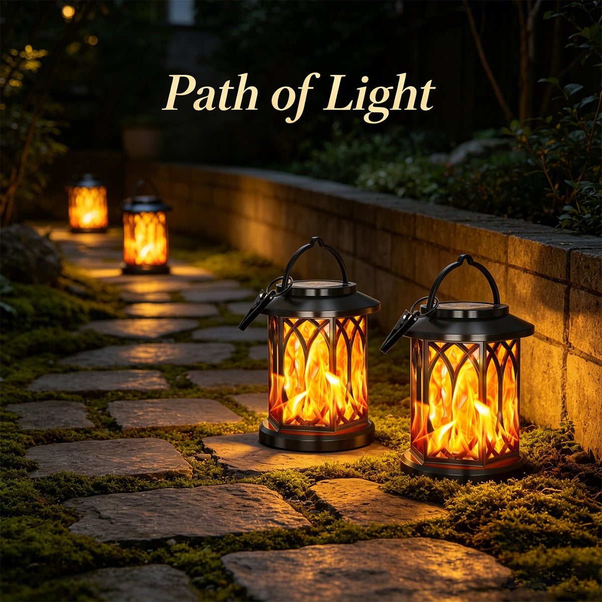 Outdoor Solar-Powered Metal Hanging Light with Decorative Grid and Flickering LED Candle | High & Bury