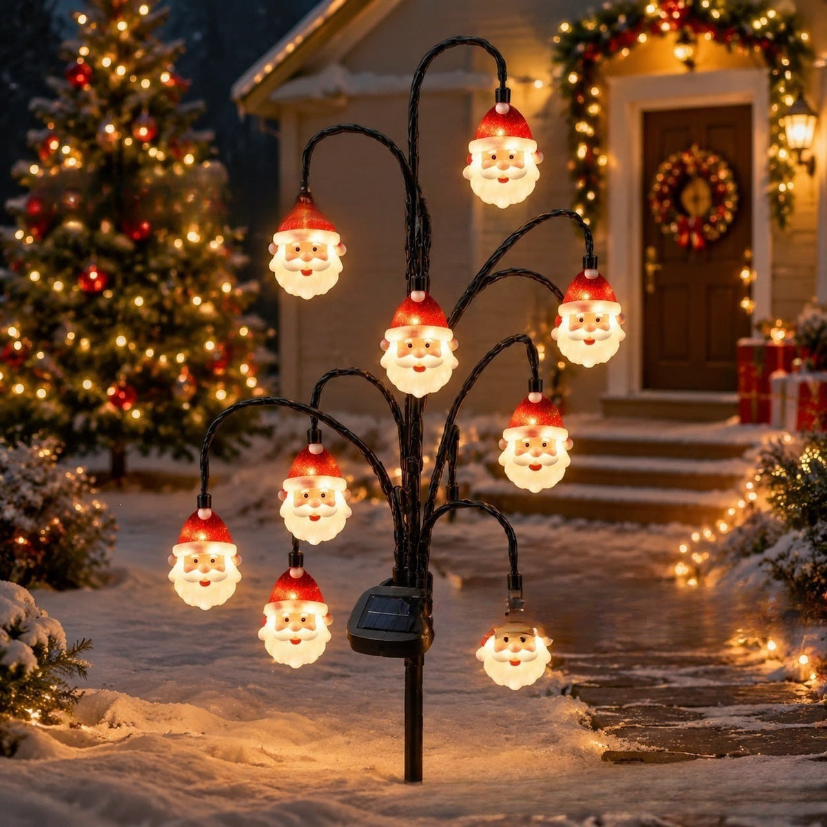 Outdoor Solar-Powered Reindeer LED String Light Garland | High & Bury