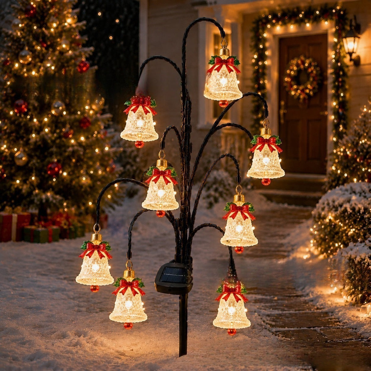 Outdoor Solar-Powered Reindeer LED String Light Garland | High & Bury