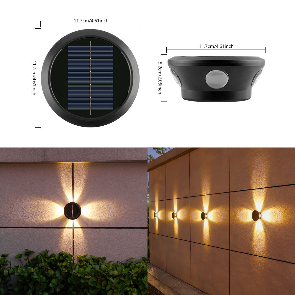 Outdoor Solar Wall Sconce Multi-Beam Decorative LED Accent Light | High & Bury