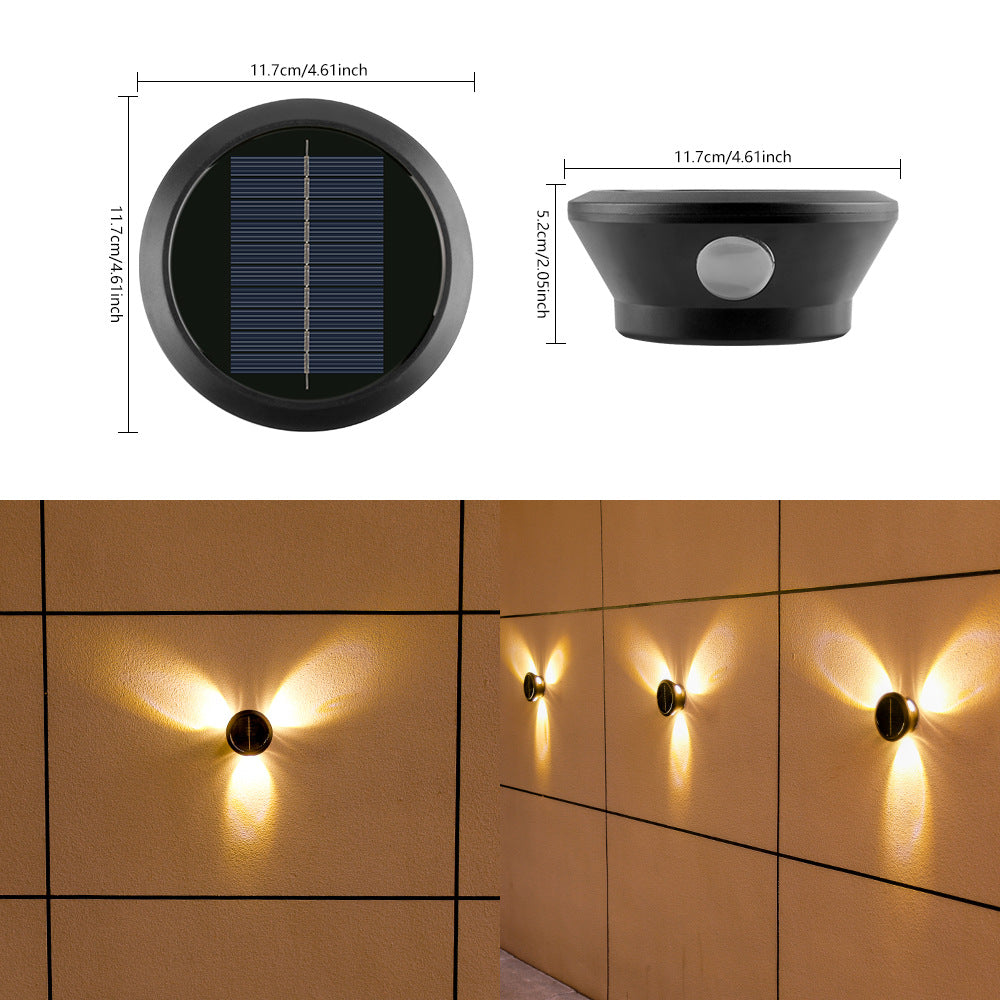 Outdoor Solar Wall Sconce Multi-Beam Decorative LED Accent Light | High & Bury