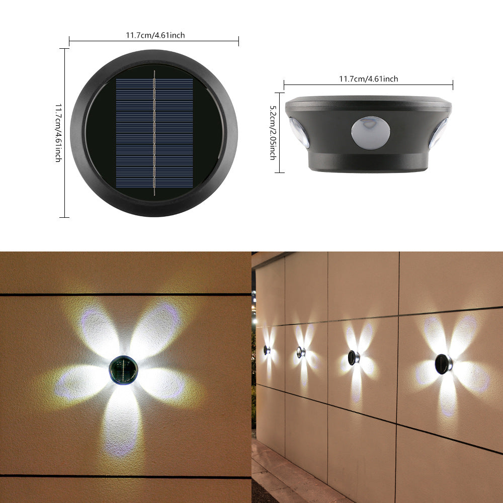 Outdoor Solar Wall Sconce Multi-Beam Decorative LED Accent Light | High & Bury