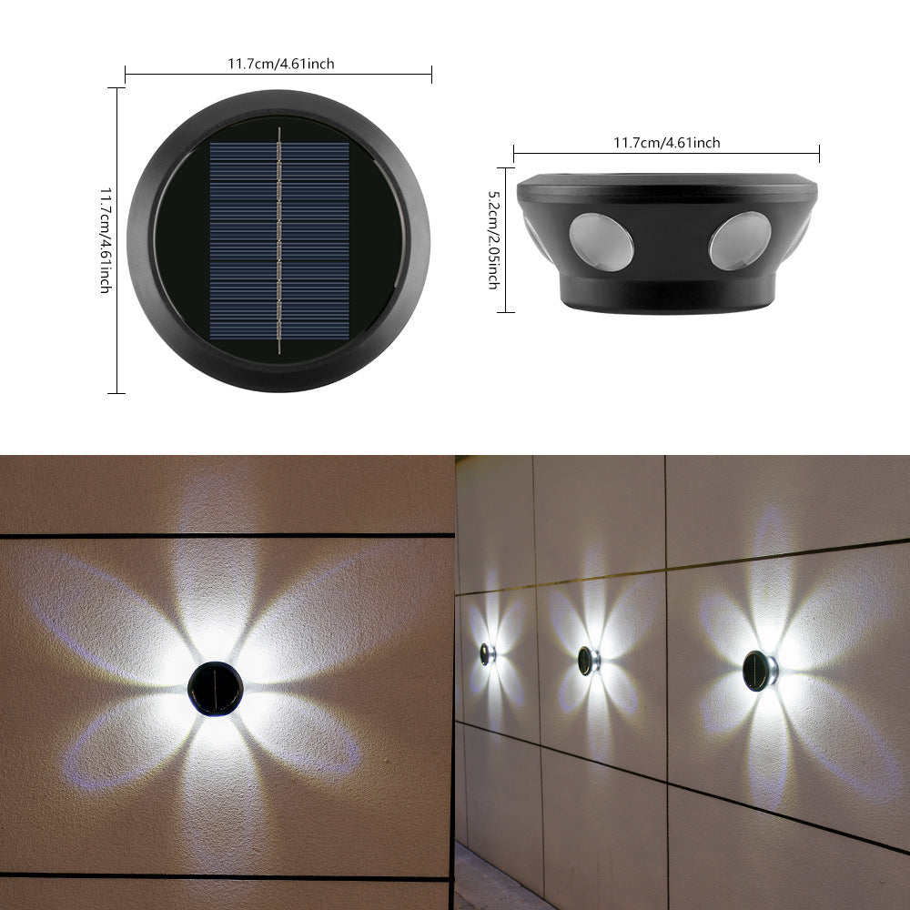 Outdoor Solar Wall Sconce Multi-Beam Decorative LED Accent Light | High & Bury