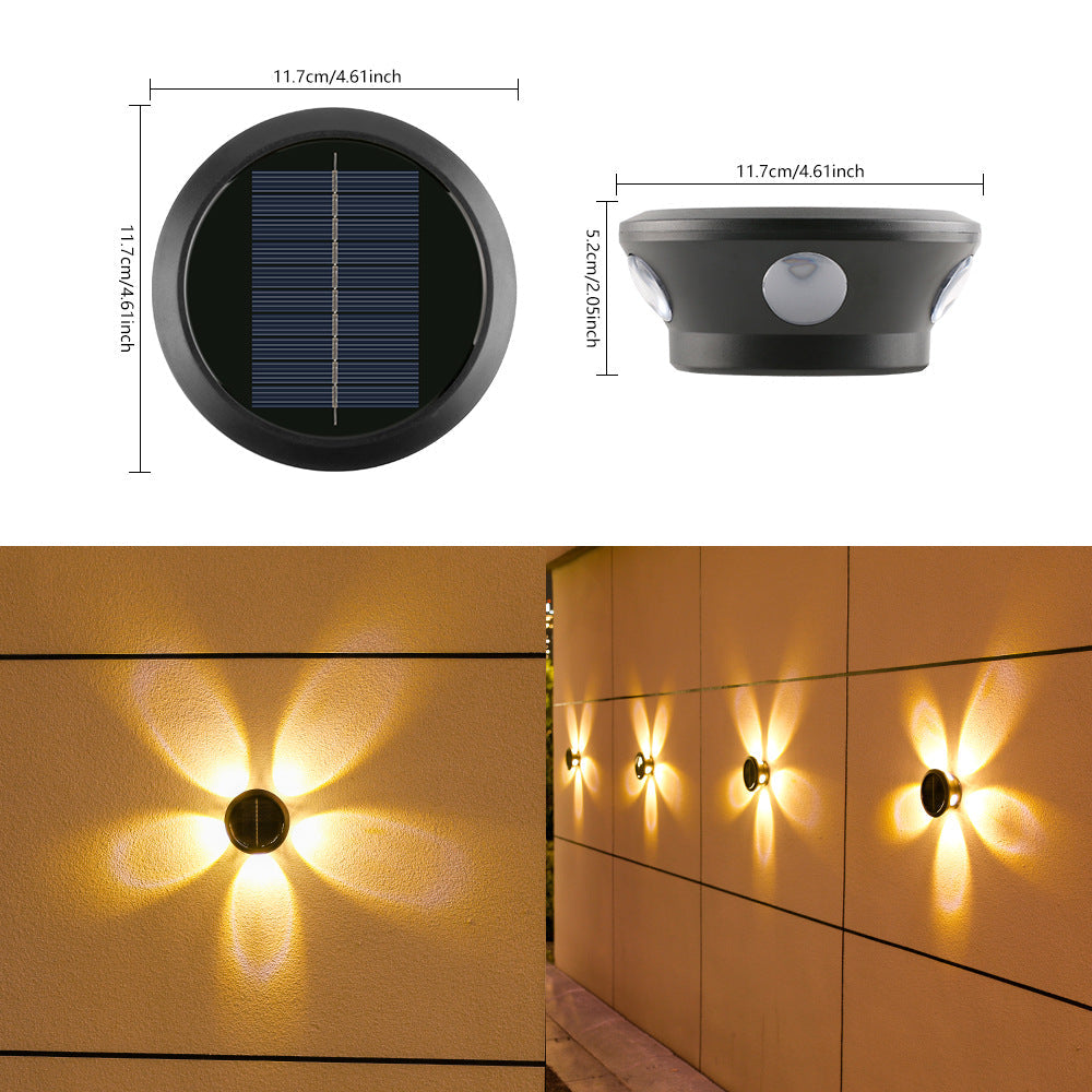 Outdoor Solar Wall Sconce Multi-Beam Decorative LED Accent Light | High & Bury