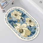 Oval Floral Design Bath Mat | High & Bury