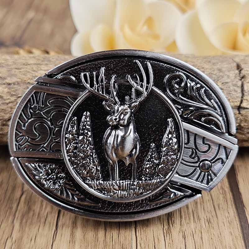 Oval Zinc Alloy Cowboys Belt Buckle with Hidden EDC Tool, 3.03 x 2.36 inch, view 14