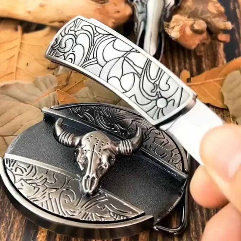 Oval Zinc Alloy Cowboys Belt Buckle with Hidden EDC Tool, 3.03 x 2.36 inch, view 2